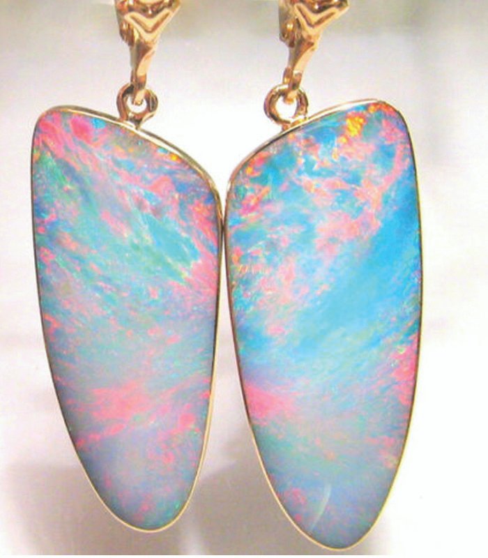 H8T-6-1 Simple 925 Silver Earrings Oval White Fire Opal Ear Hook Drop Women Jewelry - Image 1