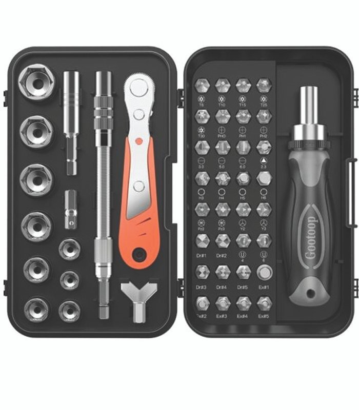 constrt-8-1 1/4″ Drive Sockets Set with Screwdriver Bits Set 48-Piece Ratchet Wrench - Image 1